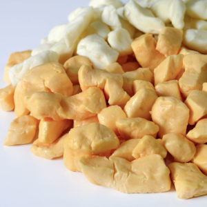 yellow and white cheddar curds